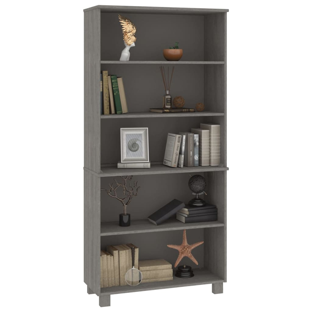 Hull Wooden Bookcase With 5 Shelves In Light Grey