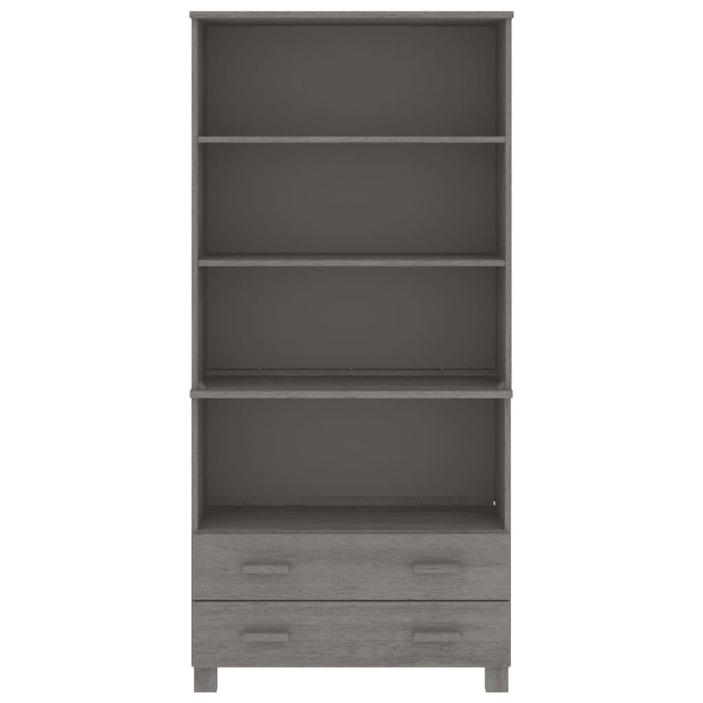 Hull Wooden Bookcase Wide With 2 Drawers In Light Grey