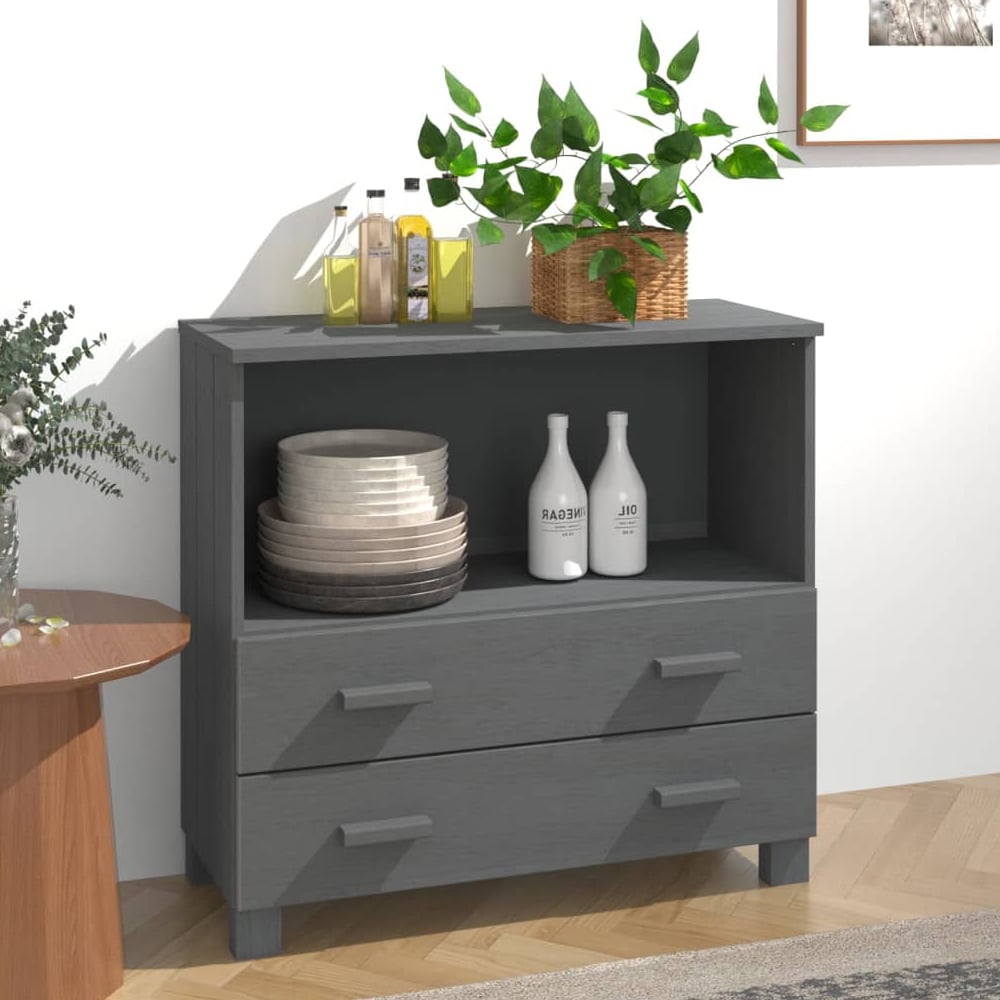 Read more about Hull wooden chest of 2 drawers with 1 shelf in dark grey