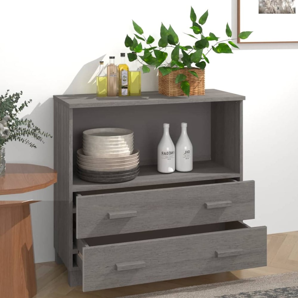 Hull Wooden Chest Of 2 Drawers With 1 Shelf In Light Grey