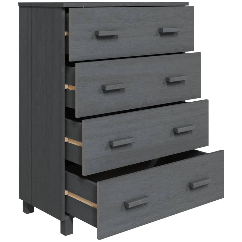 Hull Wooden Chest Of 4 Drawers In Dark Grey