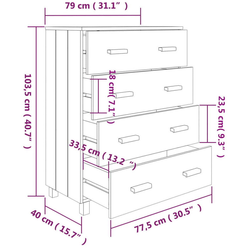 Hull Wooden Chest Of 4 Drawers In Dark Grey