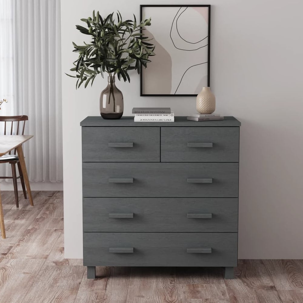 Read more about Hull wooden chest of 5 drawers in dark grey