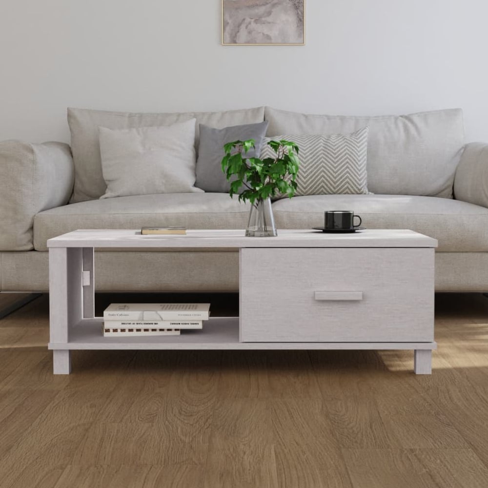 Hull Wooden Coffee Table With 1 Drawer In White