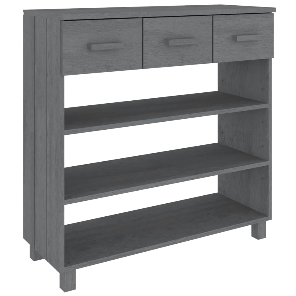 Hull Wooden Console Table With 3 Drawer In Dark Grey