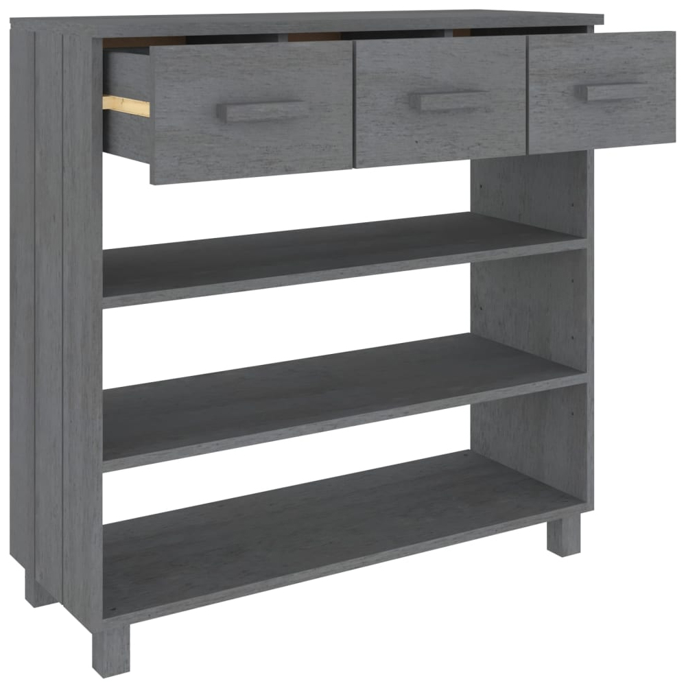 Hull Wooden Console Table With 3 Drawer In Dark Grey