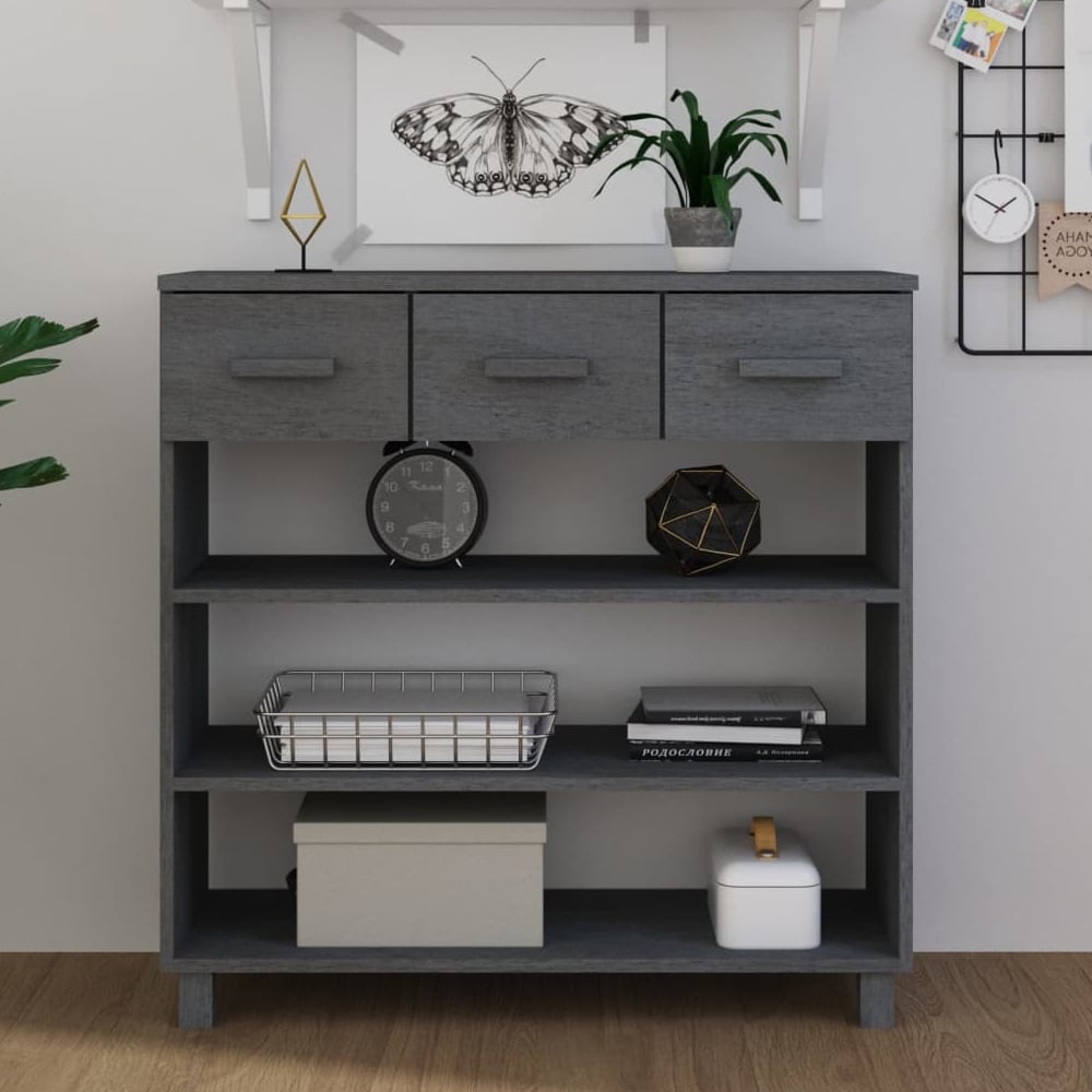 Read more about Hull wooden console table with 3 drawer in dark grey