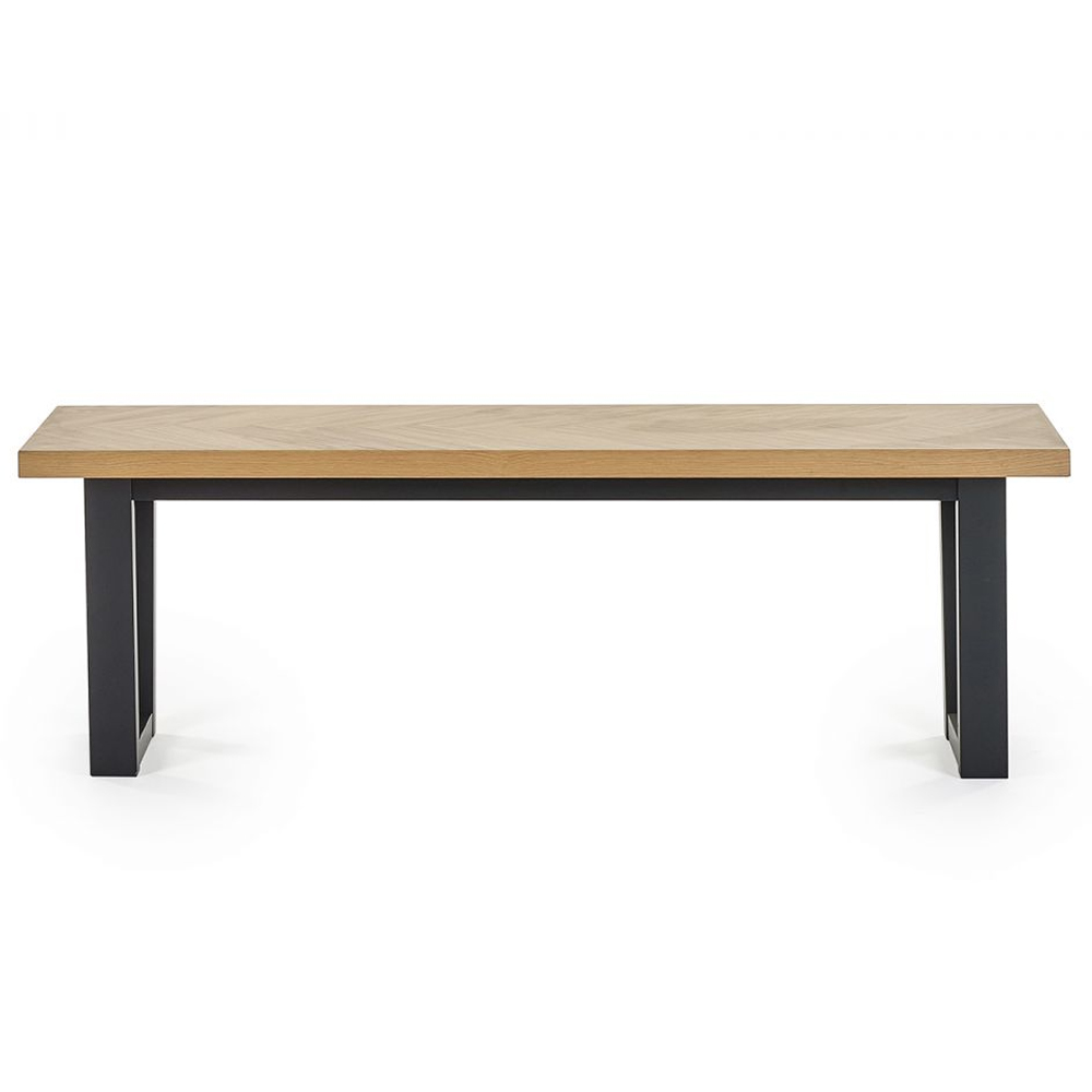 Hull Wooden Dining Bench With Black Legs In Oak