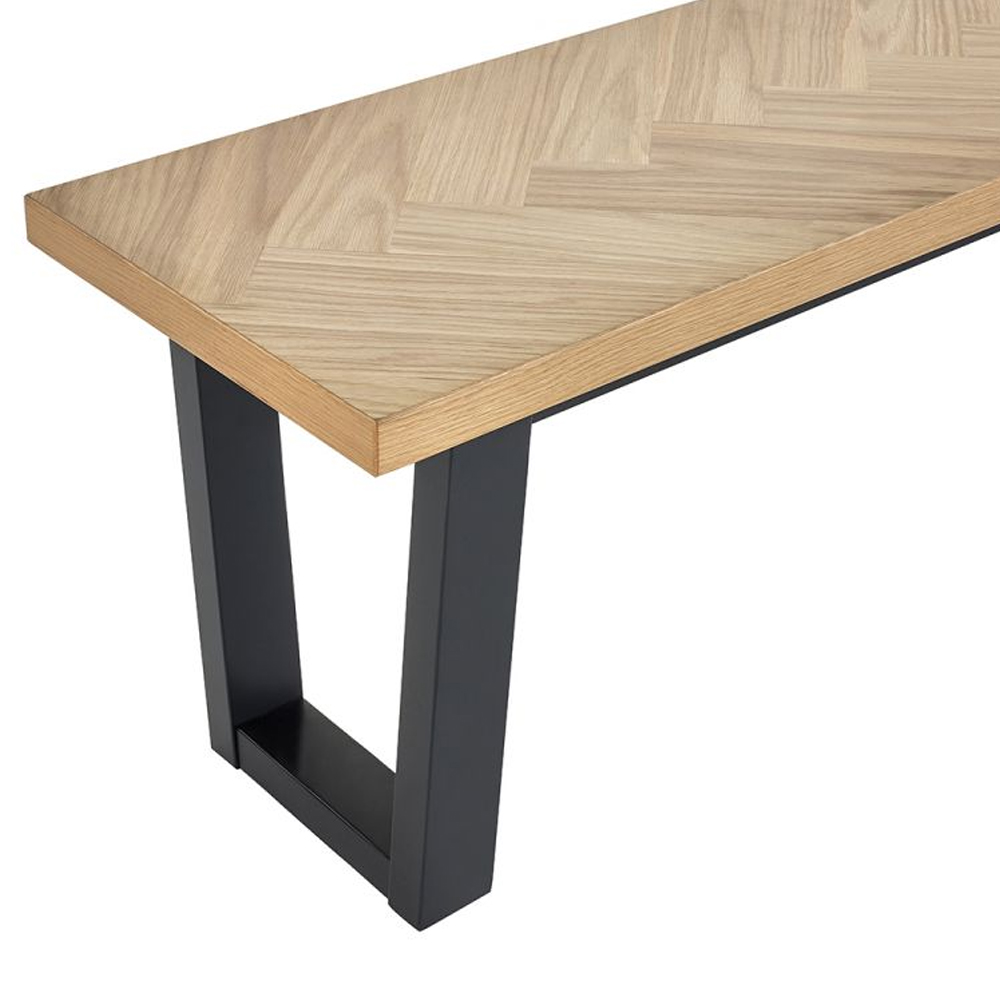 Hull Wooden Dining Bench With Black Legs In Oak