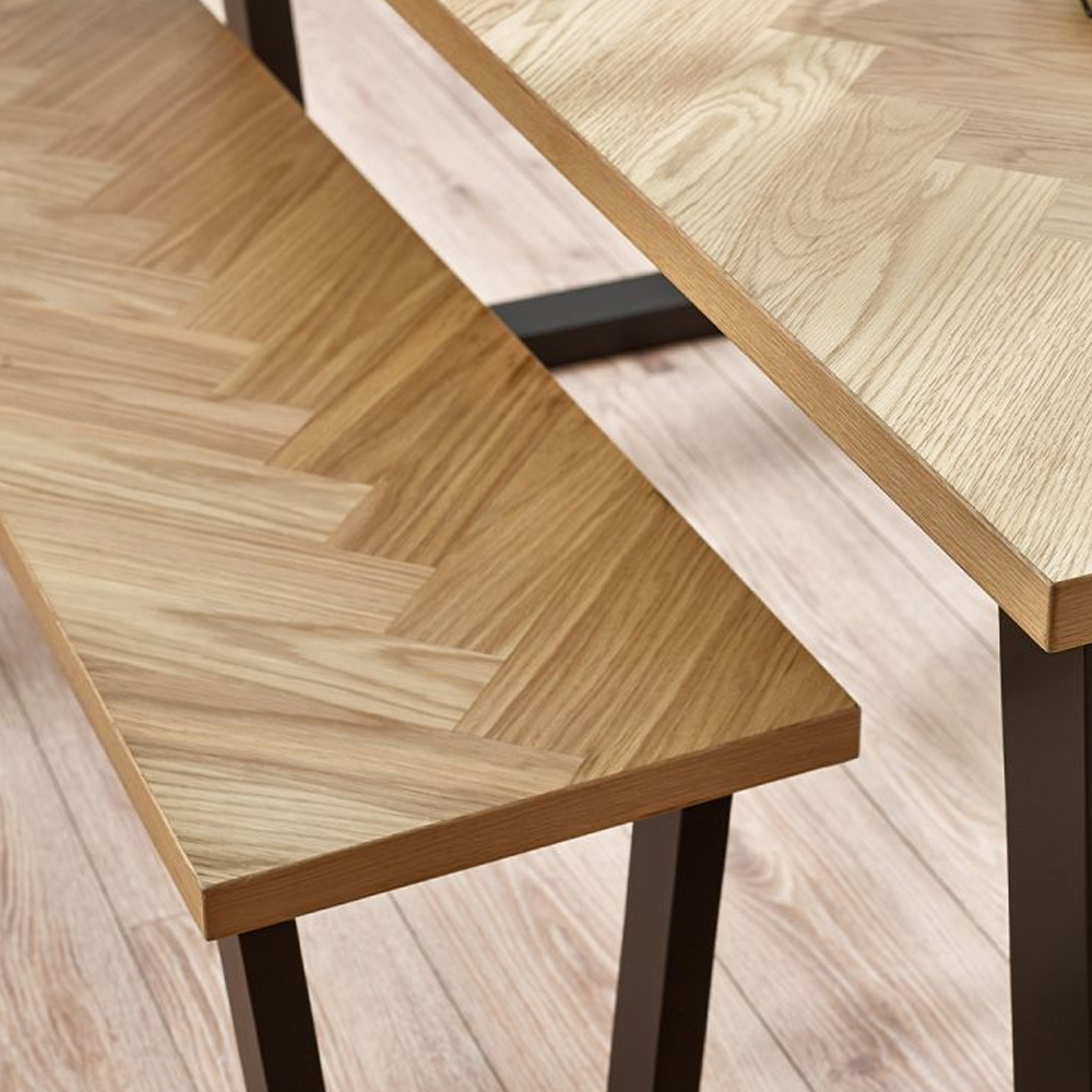 Hull Wooden Dining Bench With Black Legs In Oak