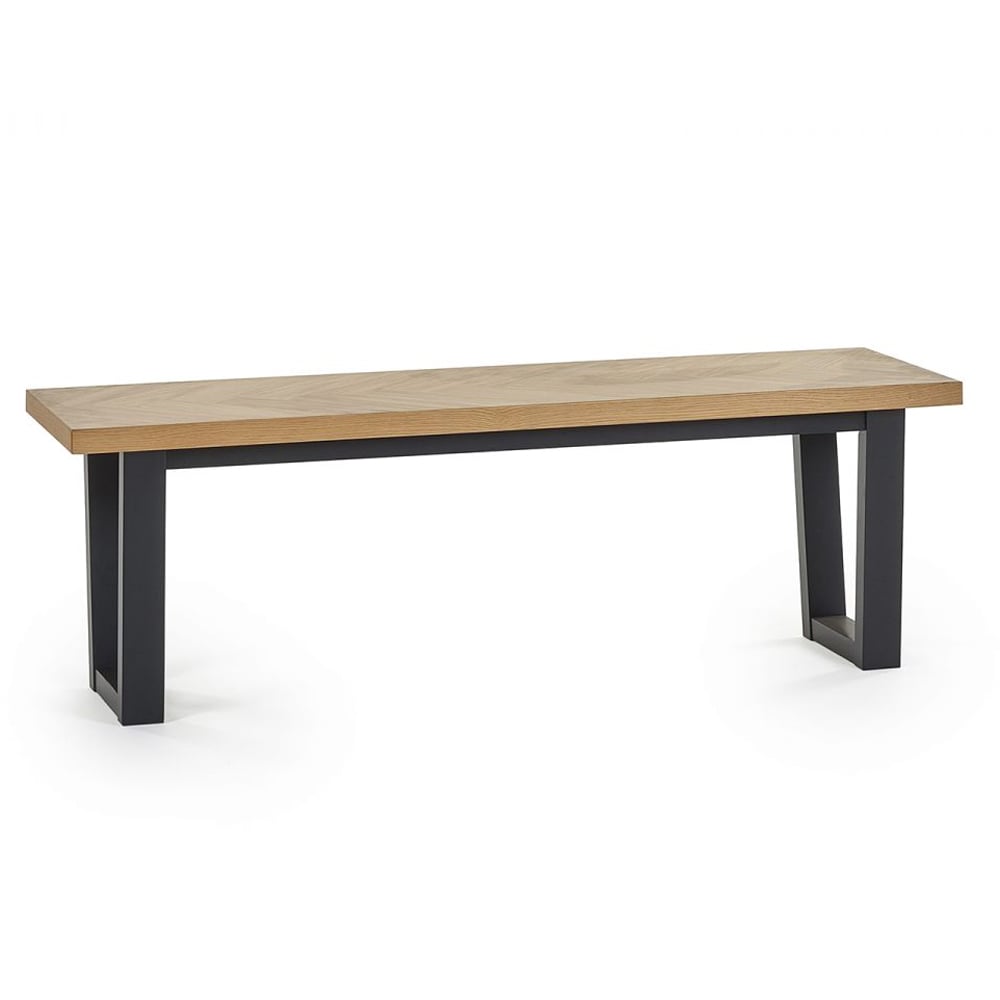 Read more about Hull wooden dining bench with black legs in oak