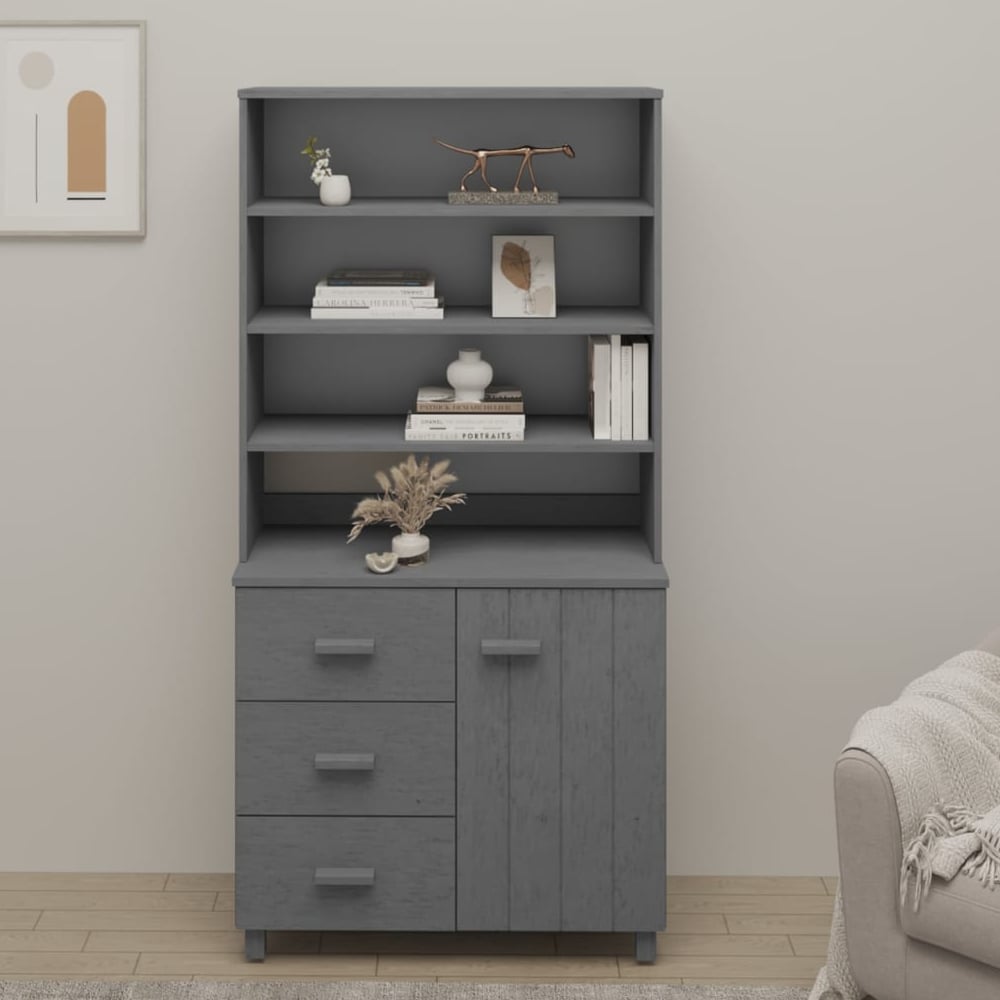 Read more about Hull wooden display cabinet with 1 door 3 drawers in dark grey