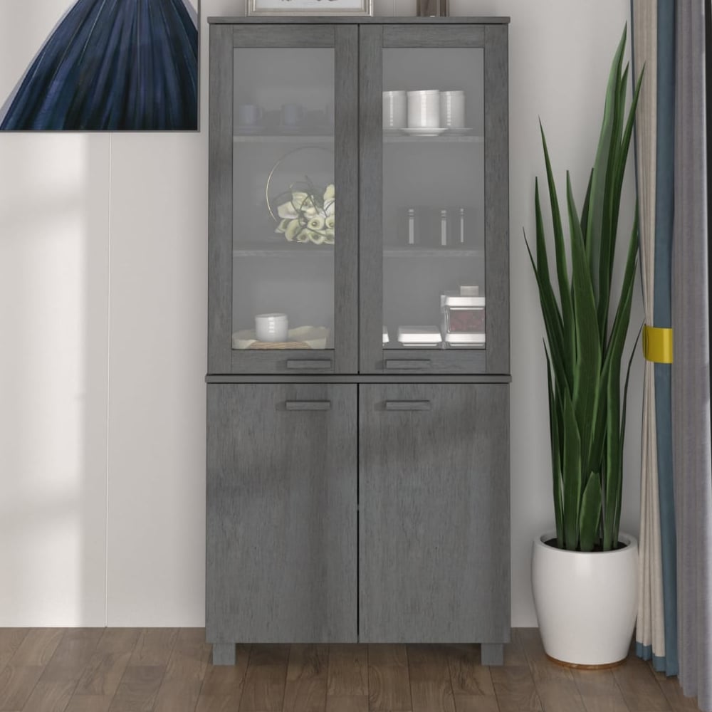 Hull Wooden Display Cabinet With 4 Doors In Dark Grey