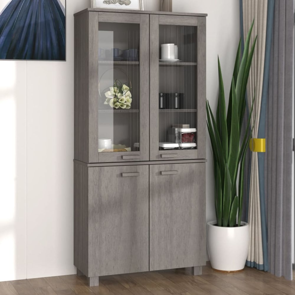 Read more about Hull wooden display cabinet with 4 doors in light grey