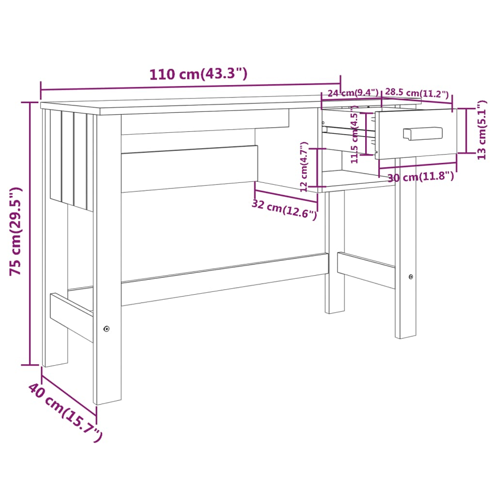 Hull Wooden Laptop Desk With 1 Drawer In Light Grey