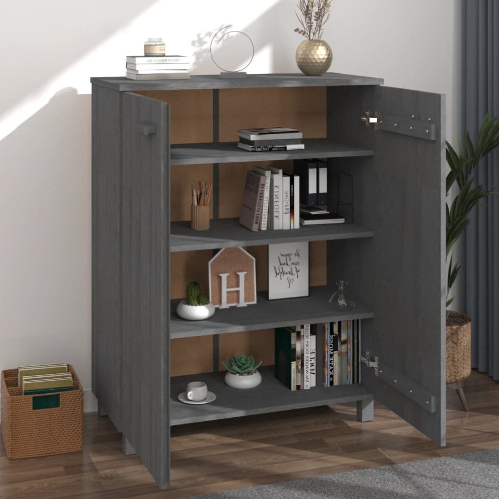 Hull Wooden Shoe Storage Cabinet 2 Doors In Dark Grey