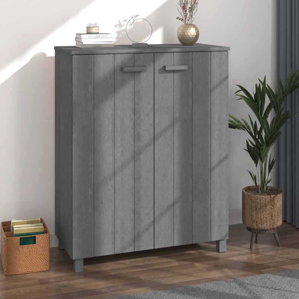 Hull Wooden Shoe Storage Cabinet 2 Doors In Dark Grey