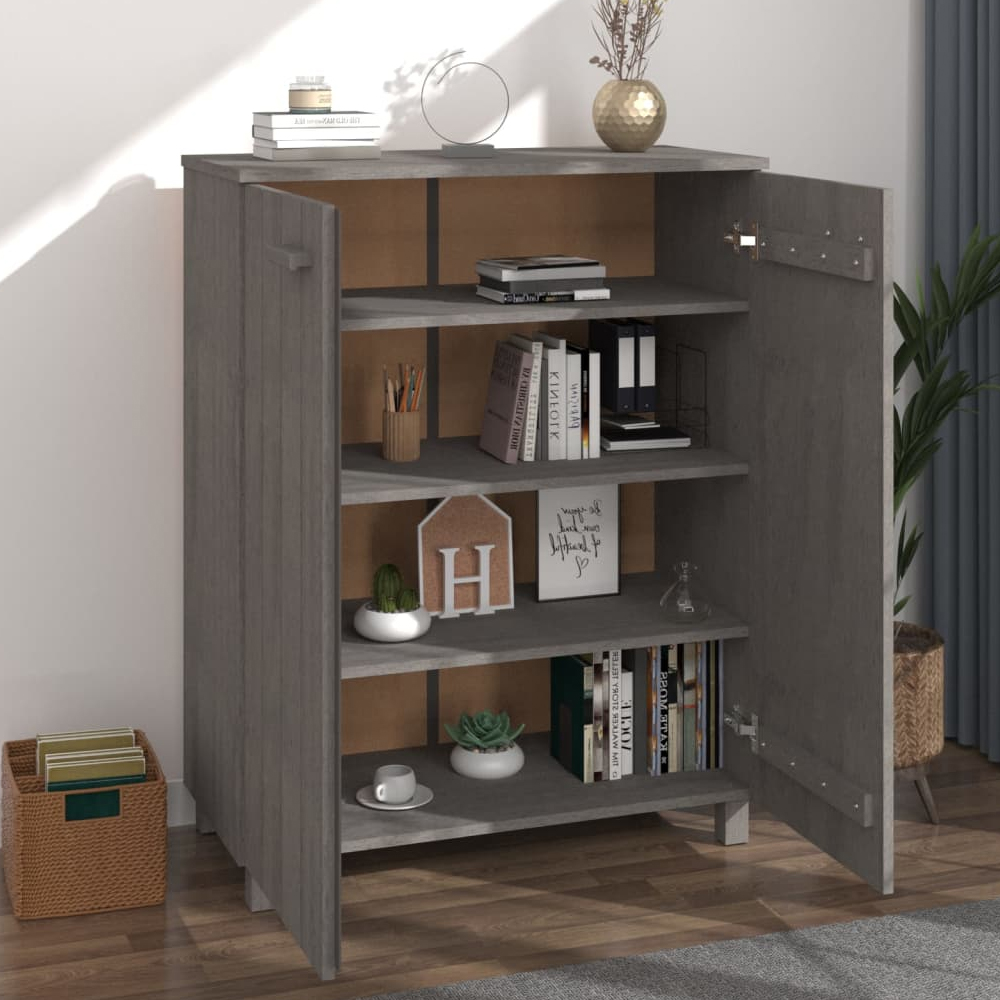 Hull Wooden Shoe Storage Cabinet 2 Doors In Light Grey
