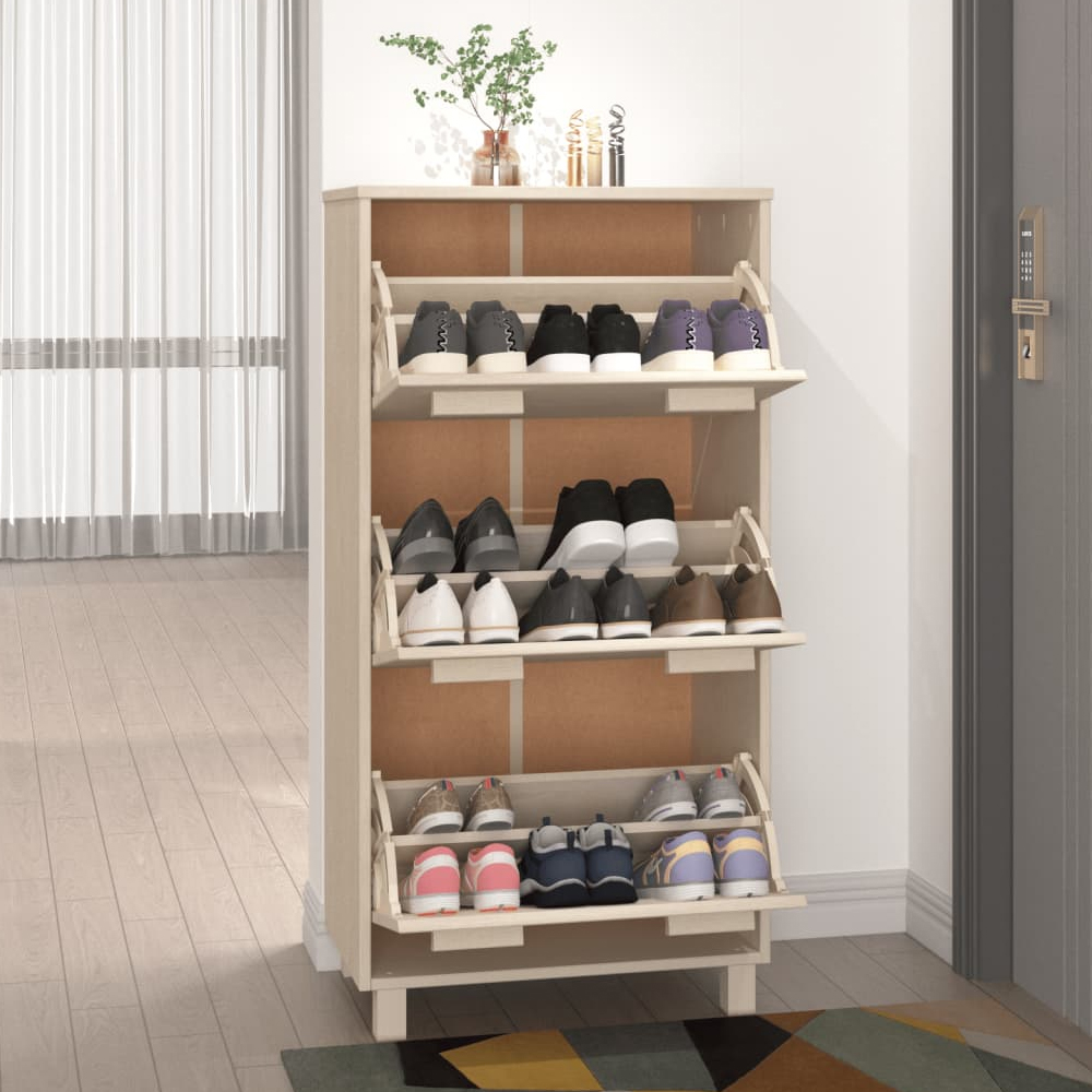 Hull Wooden Shoe Storage Cabinet With 3 Drawers In Brown