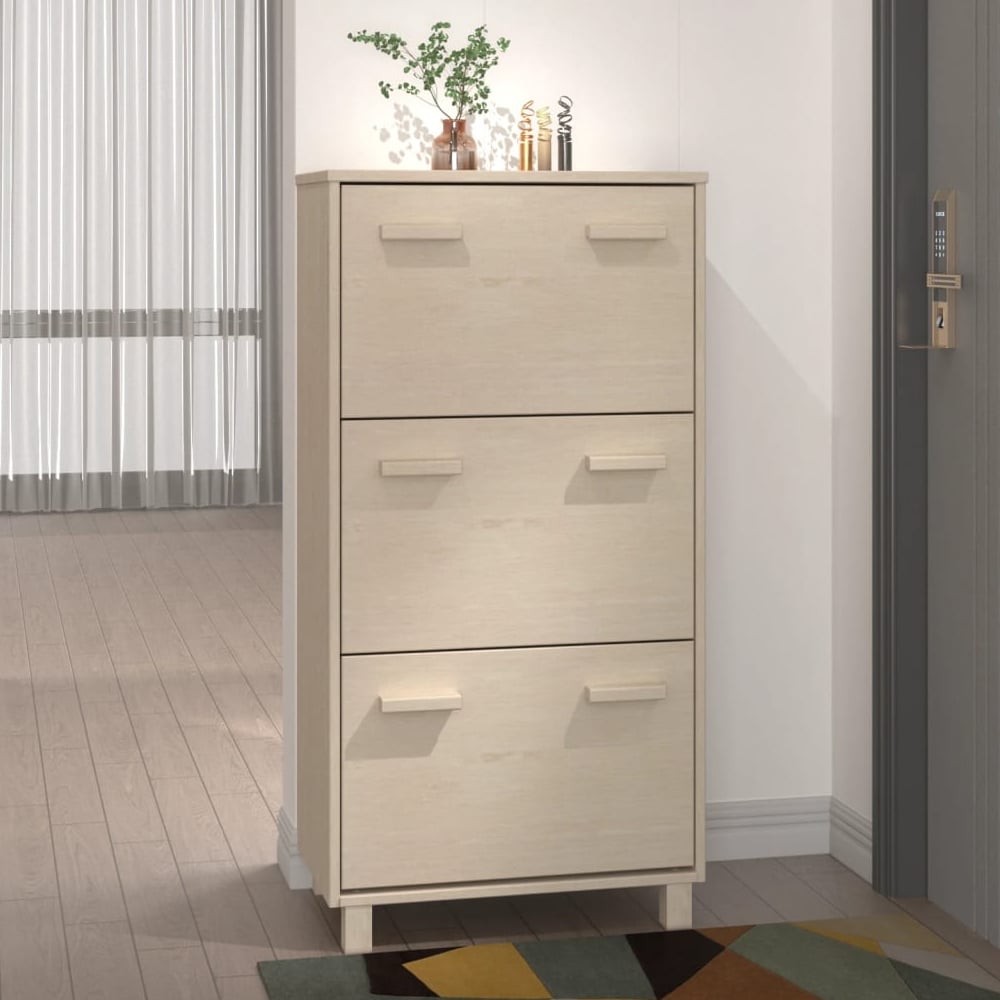 Read more about Hull wooden shoe storage cabinet with 3 drawers in brown