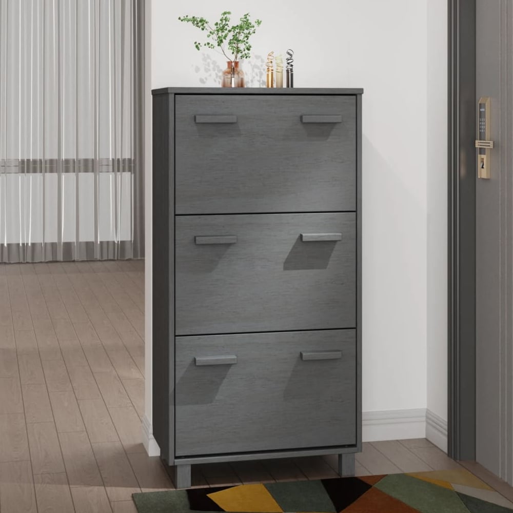 Read more about Hull wooden shoe storage cabinet with 3 drawers in dark grey