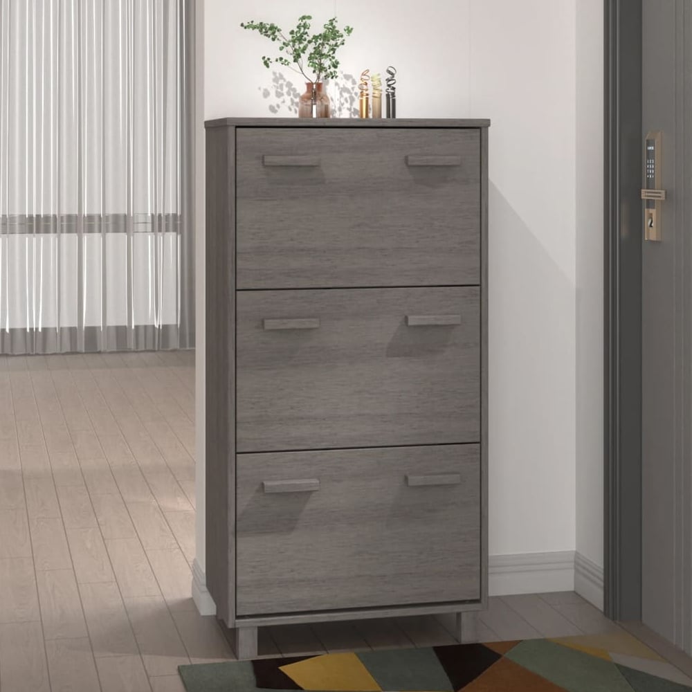 Read more about Hull wooden shoe storage cabinet with 3 drawers in light grey