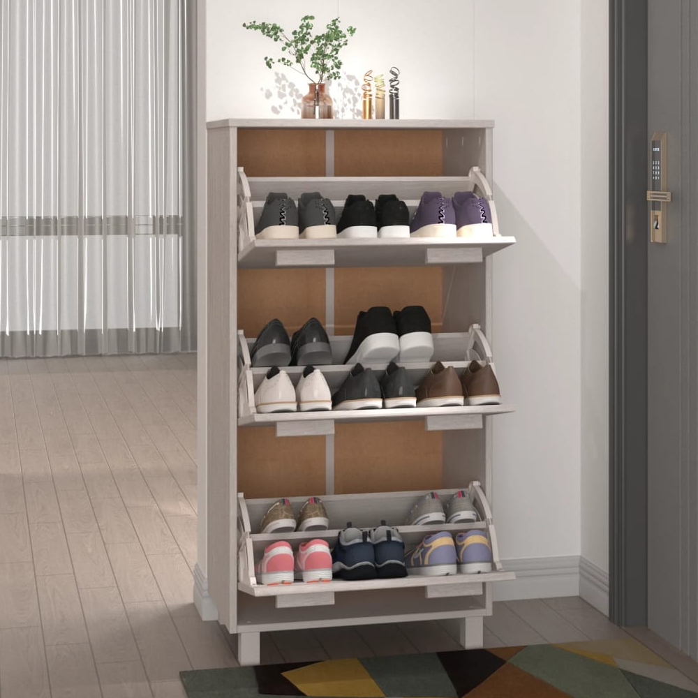 Hull Wooden Shoe Storage Cabinet With 3 Drawers In White