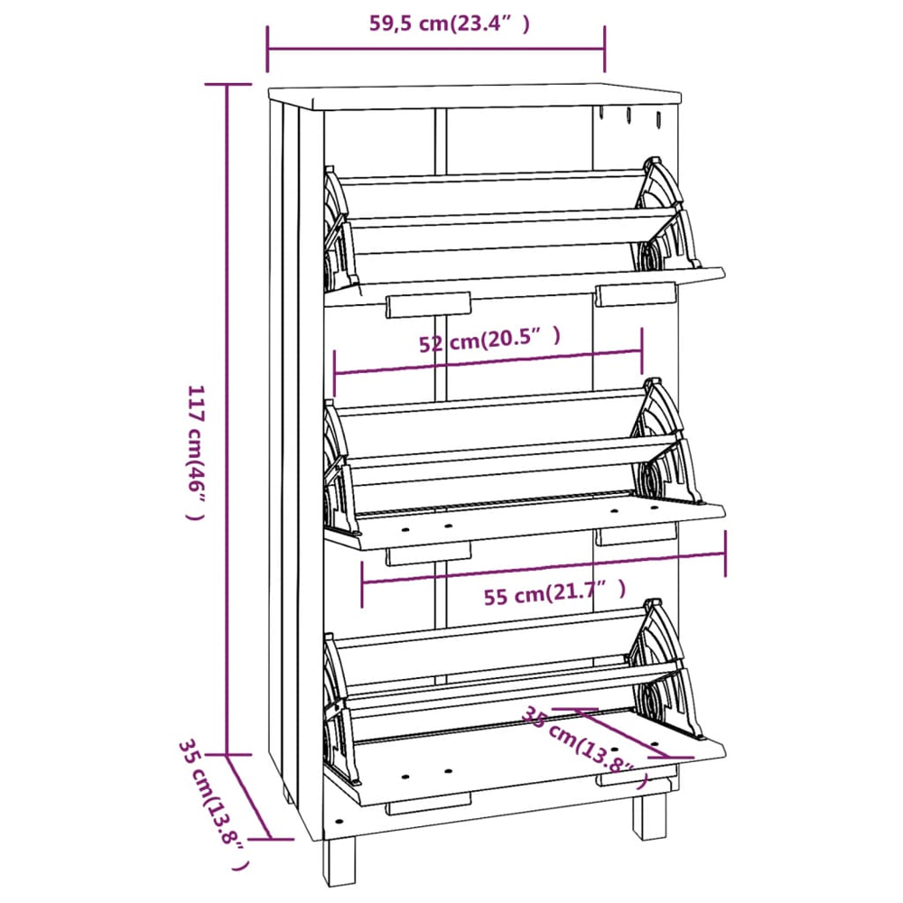 Hull Wooden Shoe Storage Cabinet With 3 Drawers In White