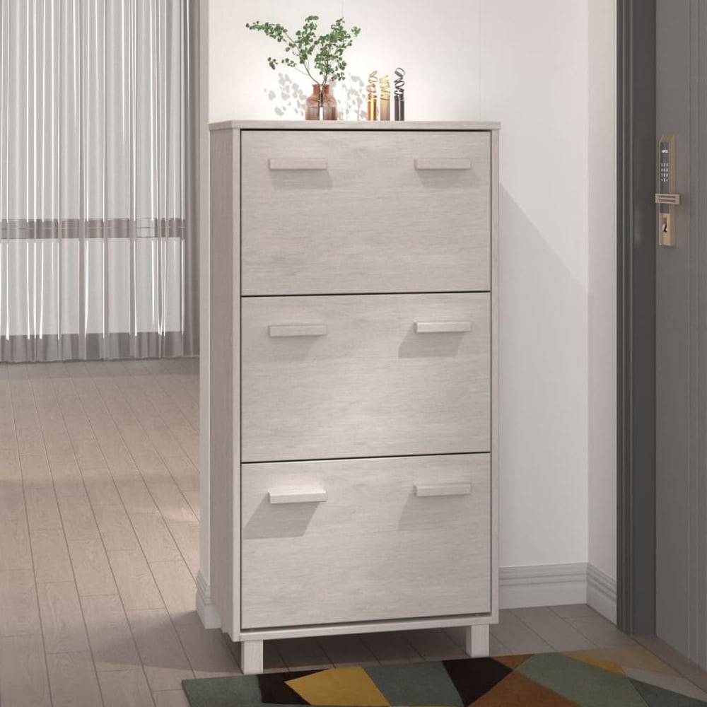 Hull Wooden Shoe Storage Cabinet With 3 Drawers In White