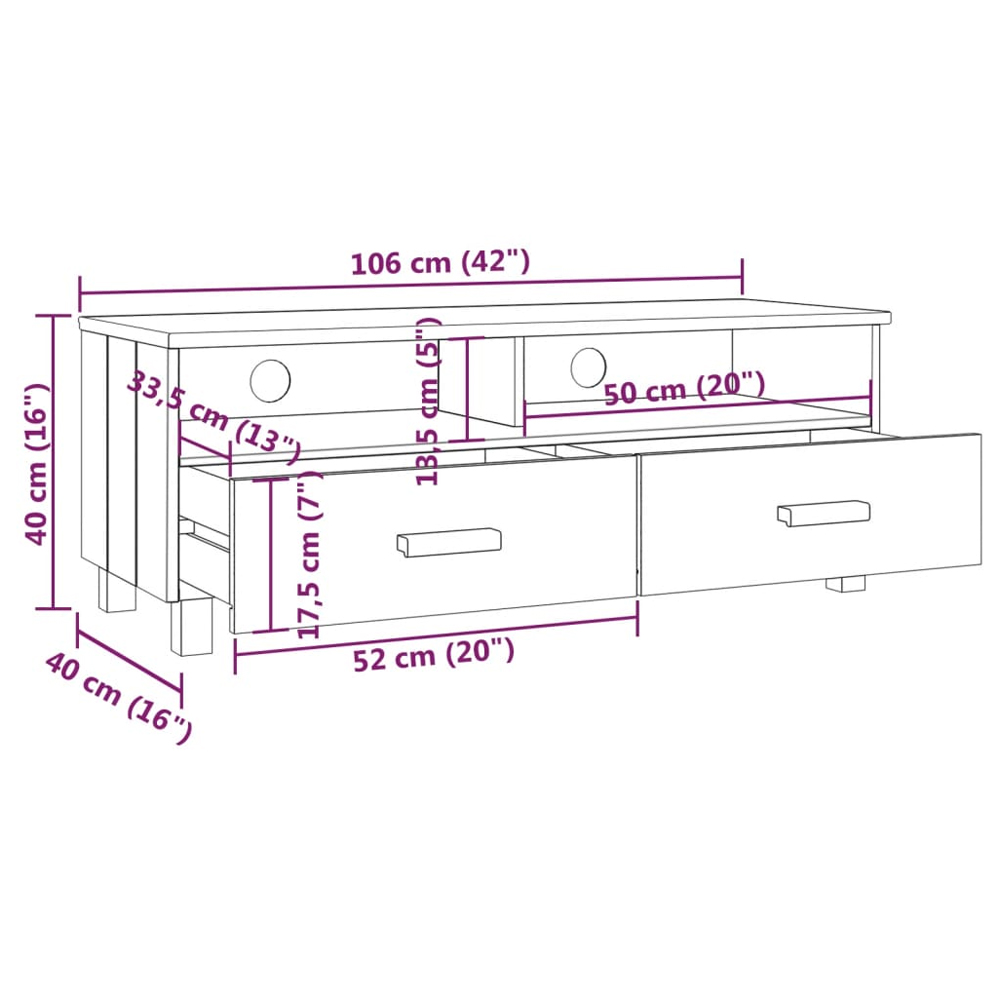 Hull Wooden TV Stand With 2 Drawers In Brown