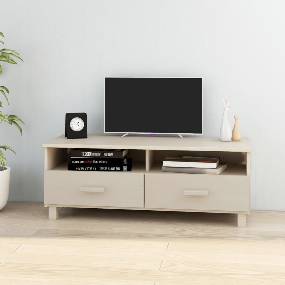 Read more about Hull wooden tv stand with 2 drawers in brown