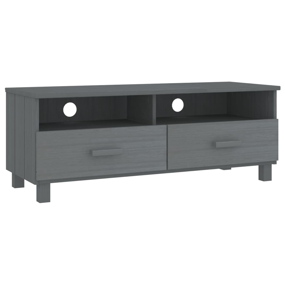 Hull Wooden TV Stand With 2 Drawers In Dark Grey