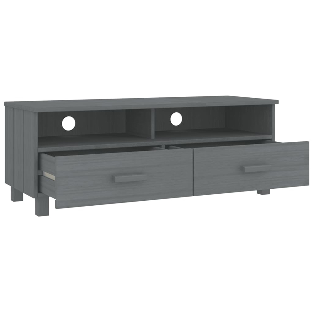 Hull Wooden TV Stand With 2 Drawers In Dark Grey