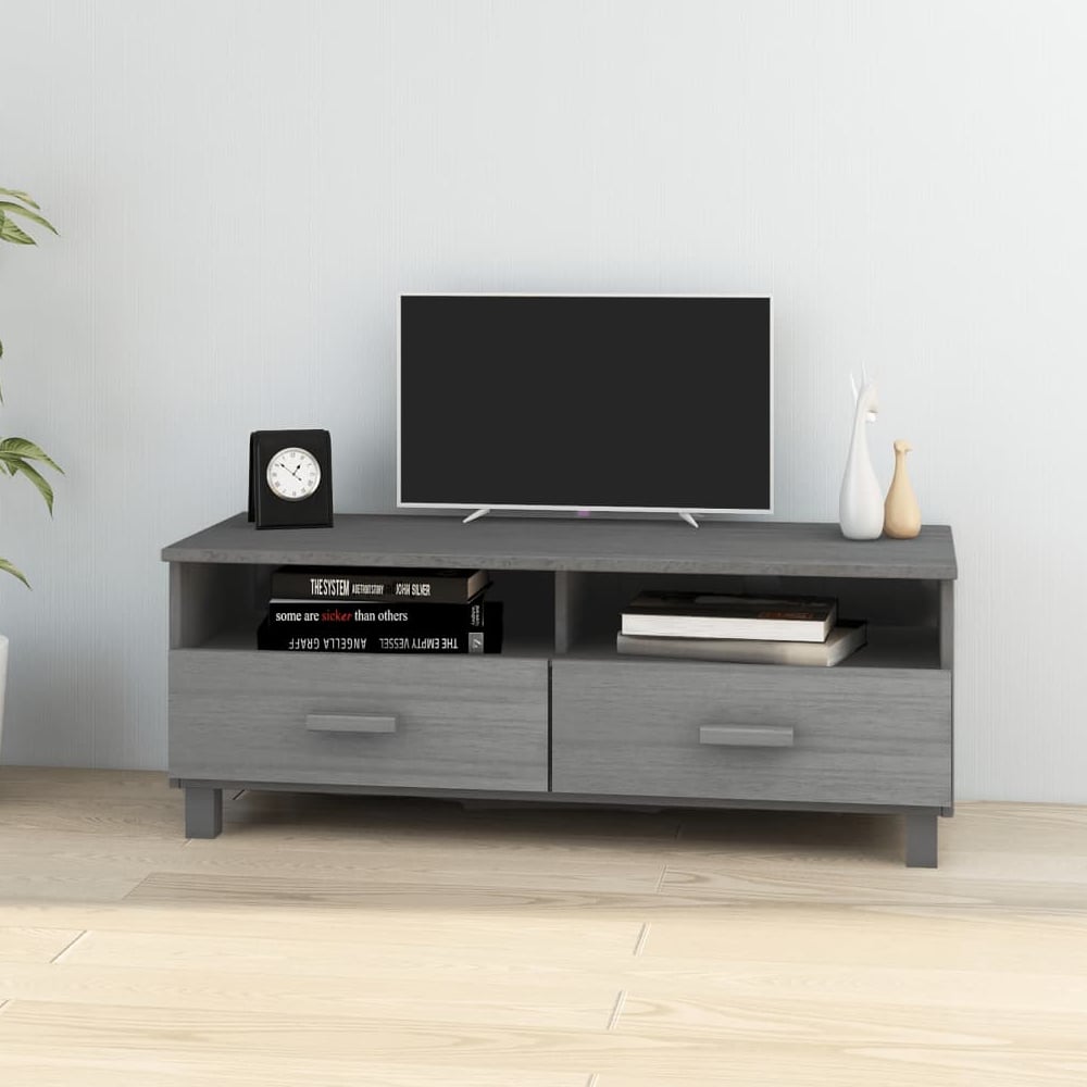 Read more about Hull wooden tv stand with 2 drawers in dark grey