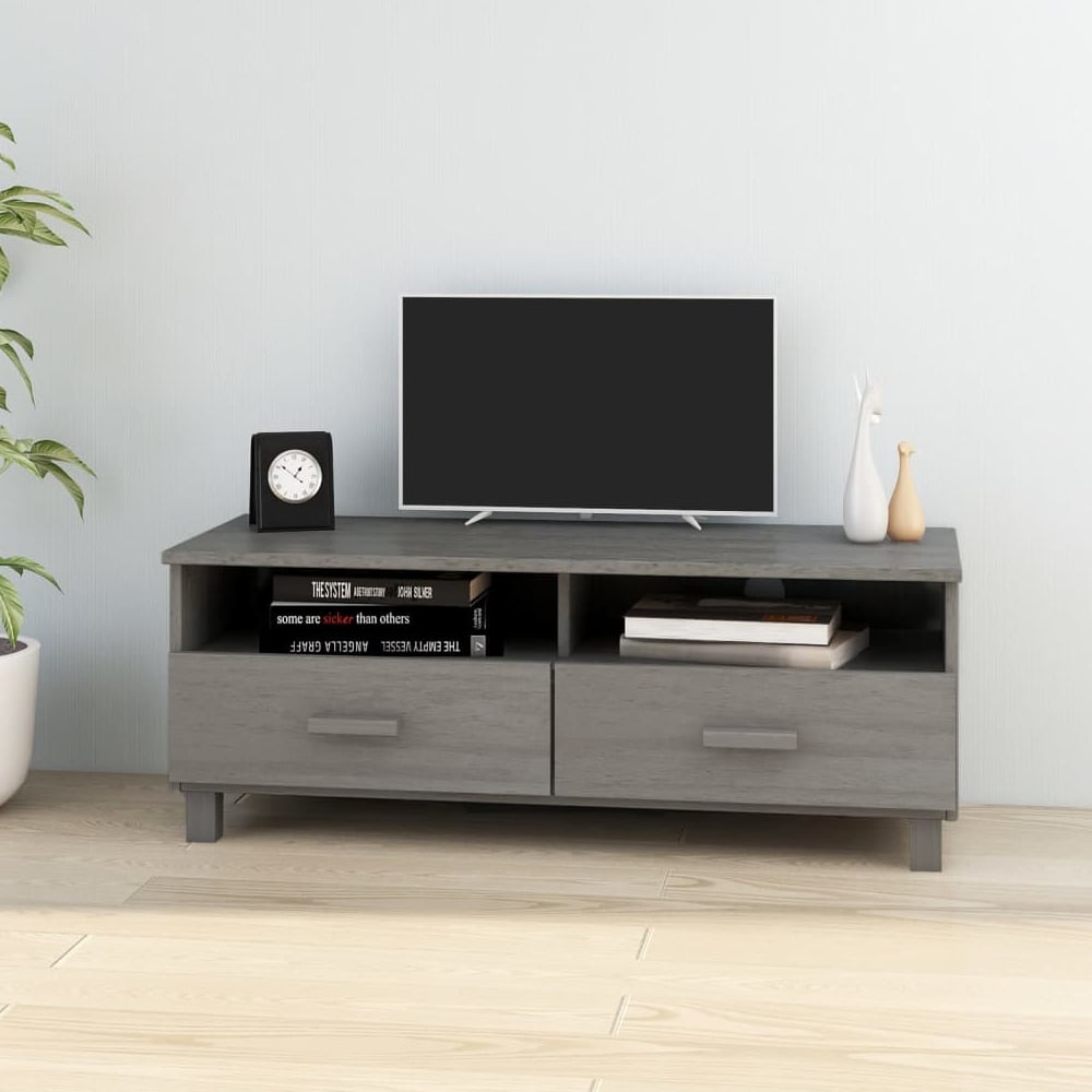 Read more about Hull wooden tv stand with 2 drawers in light grey