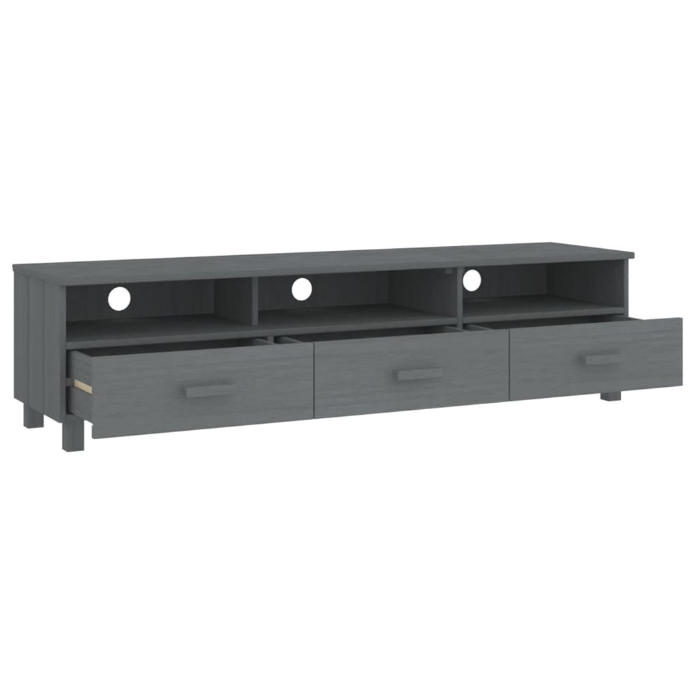 Hull Wooden TV Stand With 3 Drawers In Dark Grey