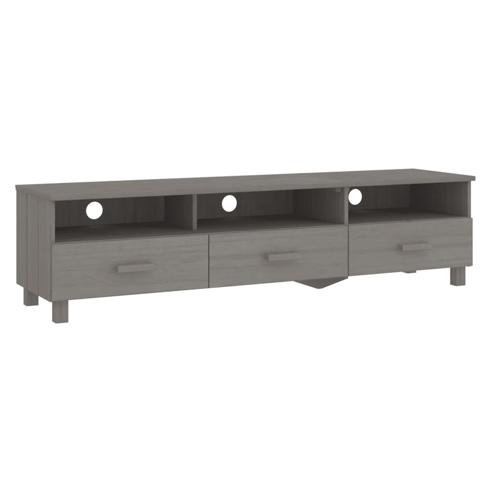 Hull Wooden TV Stand With 3 Drawers In Light Grey