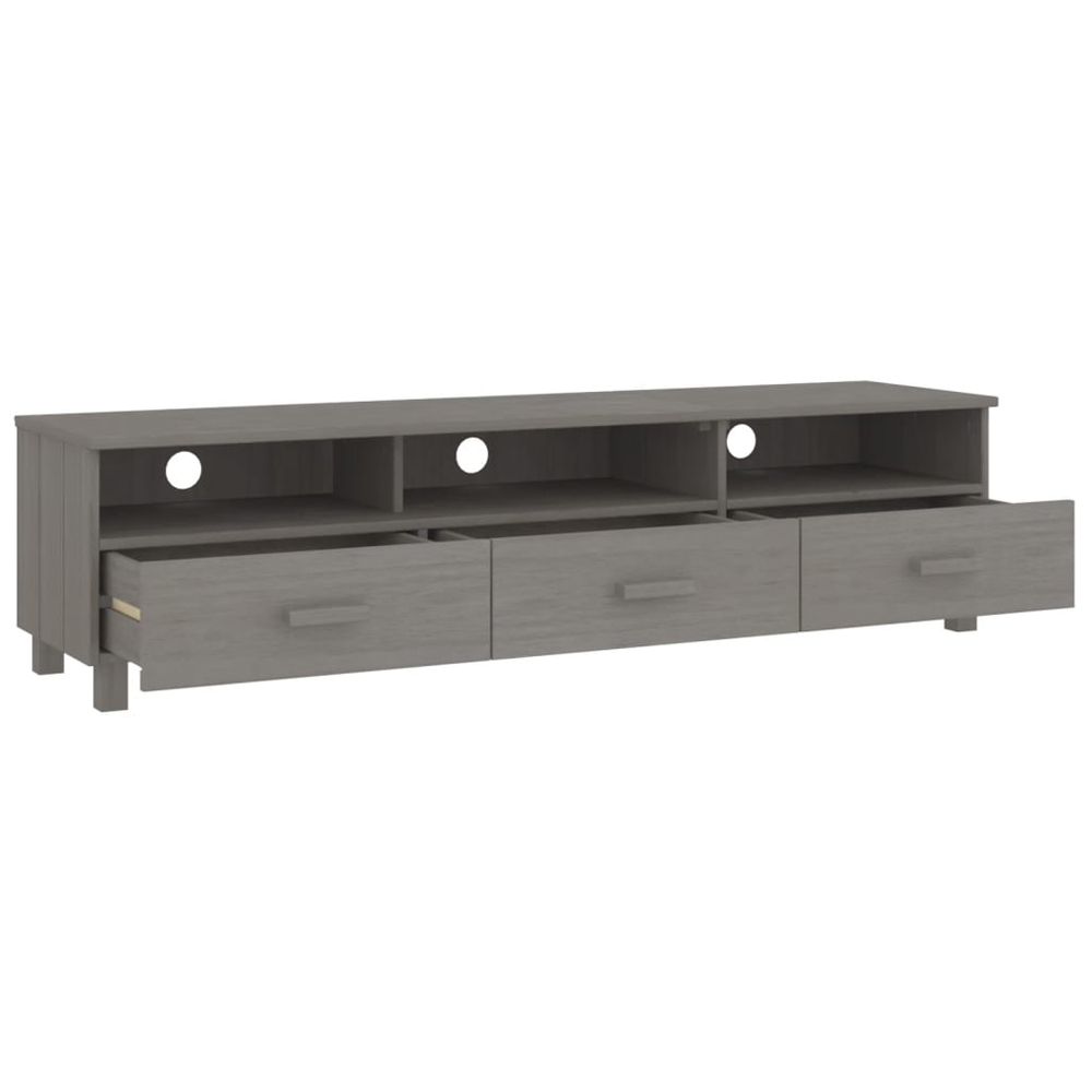 Hull Wooden TV Stand With 3 Drawers In Light Grey