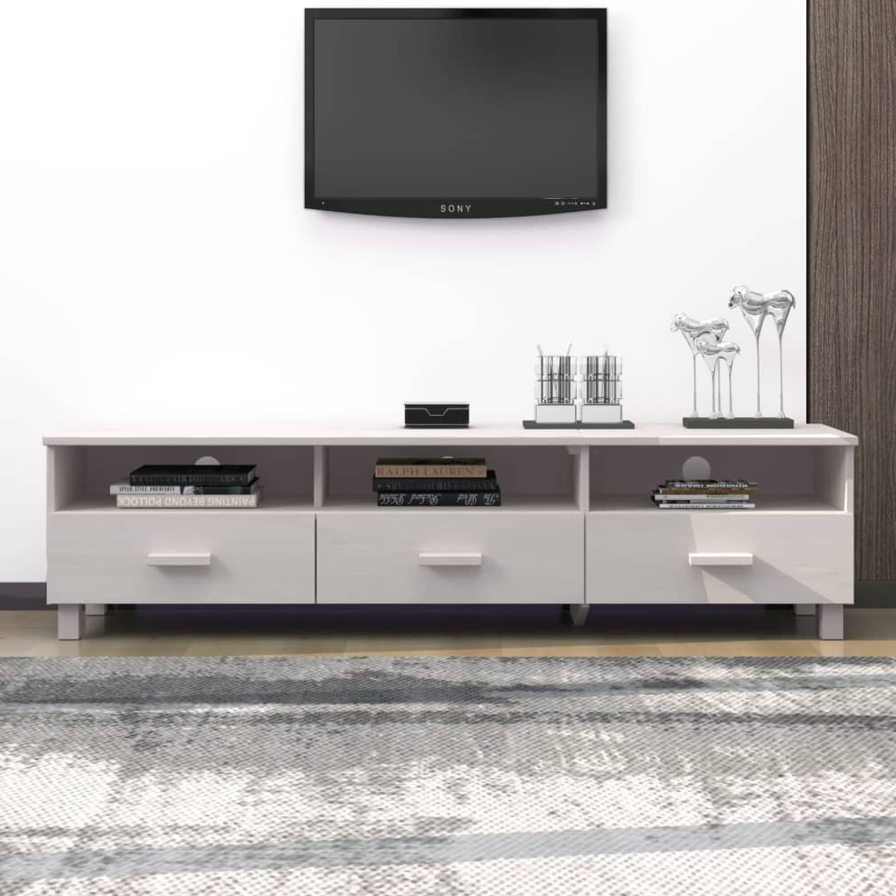 Read more about Hull wooden tv stand with 3 drawers in white