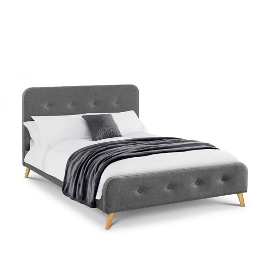 Product photograph of Abana Fabric Double Bed In Grey Linen With Wooden Legs from Furniture in Fashion