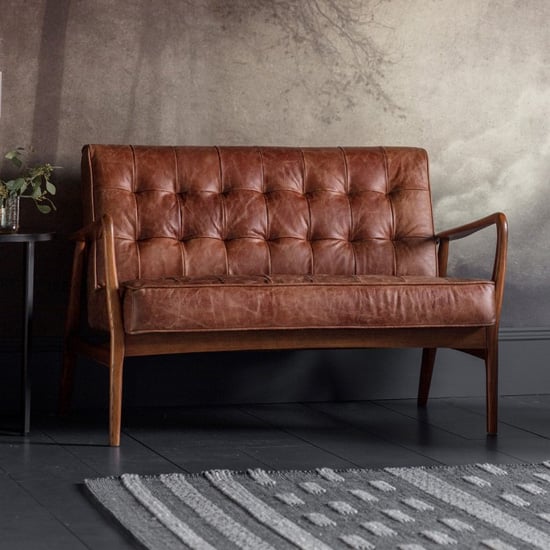 Humber Faux Leather 2 Seater Sofa In Vintage Brown Fif Humber Faux Leather 2 Seater Sofa In, Affordable Faux Leather Sofa