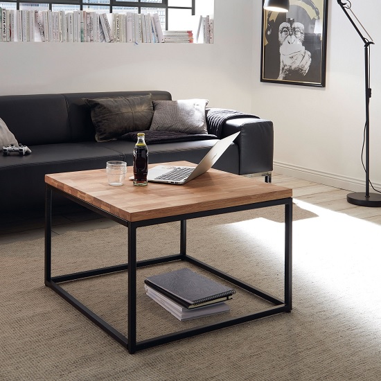 Product photograph of Humber Wooden Coffee Table Square In Knotty Oak from Furniture in Fashion