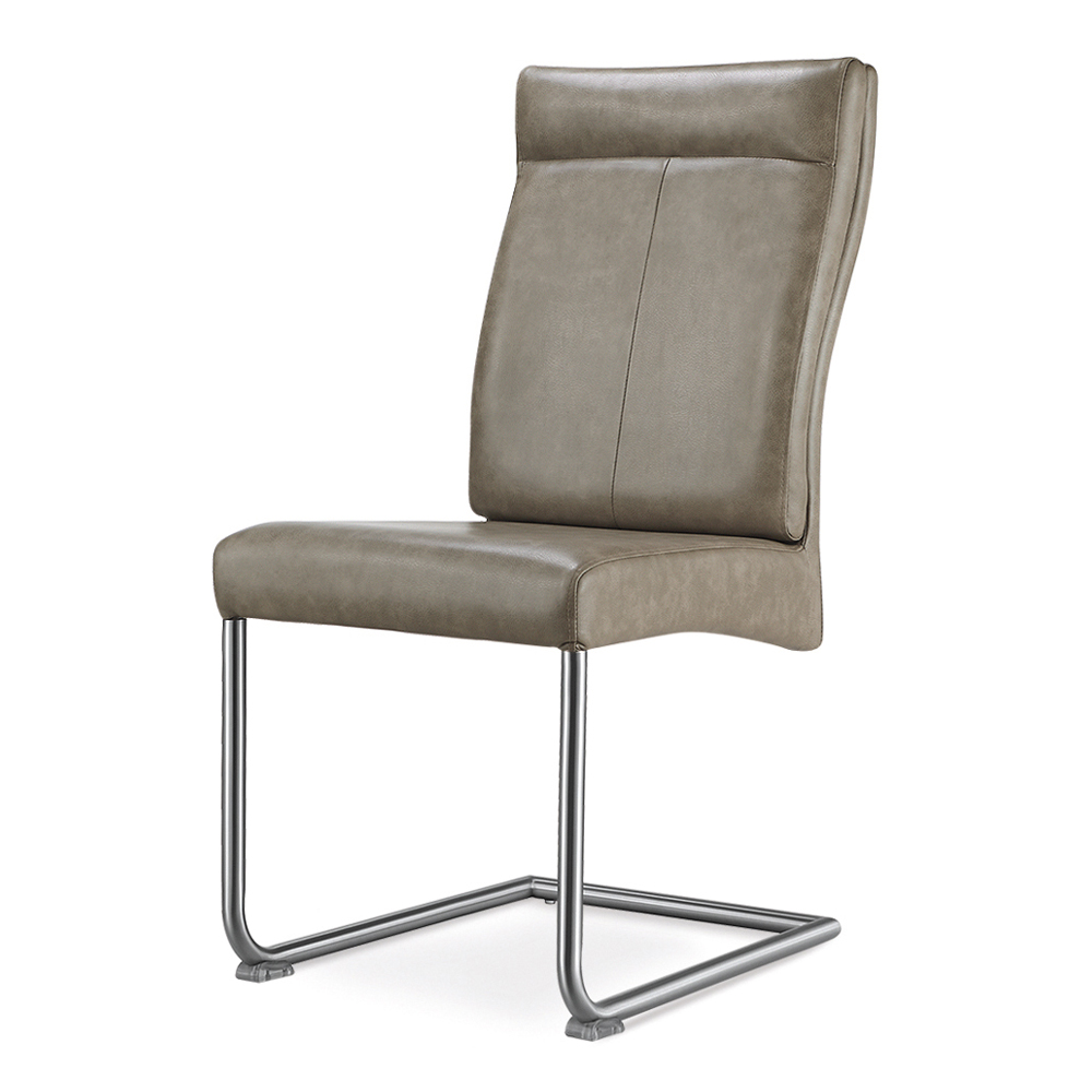 Humble Brown PU Leather Dining Chairs With Steel Legs In Pair