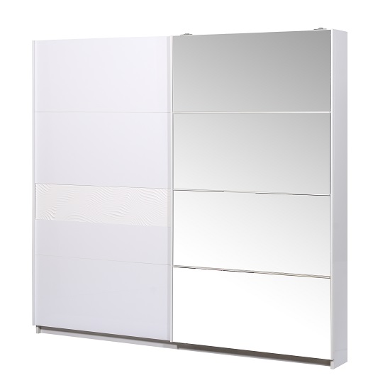 Hummer Sliding Wardrobe In White With One Mirroed Door Furniture