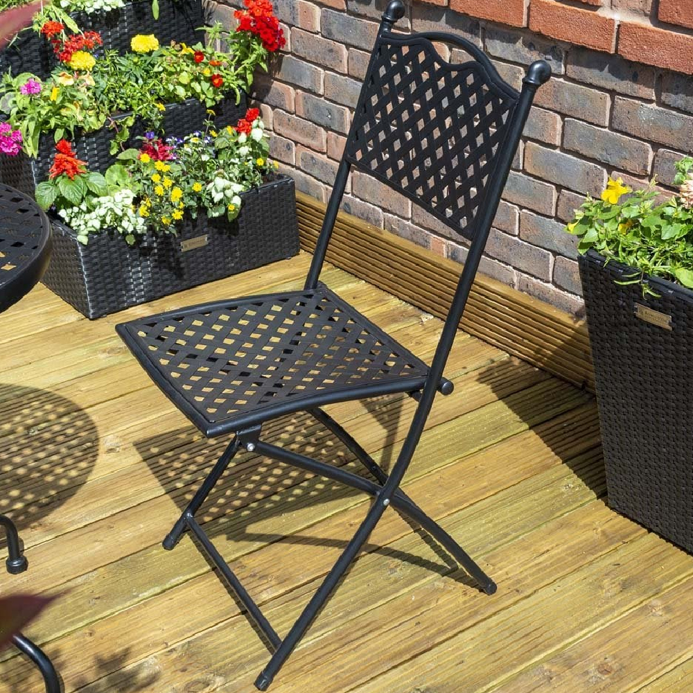 Hunstanton Metal Garden Bistro Set In Black