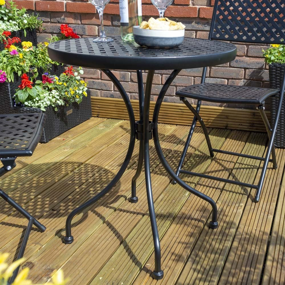 Hunstanton Metal Garden Bistro Set In Black