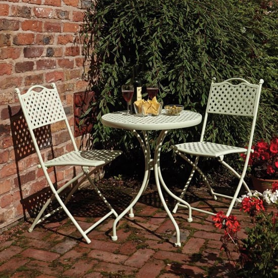 Read more about Hunstanton metal lattice design garden bistro set in sage green