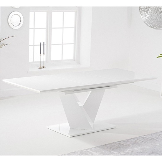 Hunters High Gloss Extending Dining Table In White_2