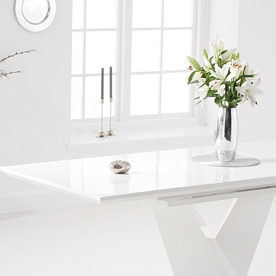 Hunters High Gloss Extending Dining Table In White_3