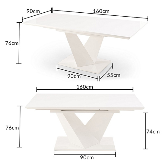 Hunters High Gloss Extending Dining Table In White_4